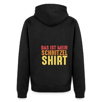 Schnitzel Wiener Schnitzelliebhaber Geschenk - Unisex Premium Bio Zip Hoodie - Schwarz - Hinten - Nico (187cm)