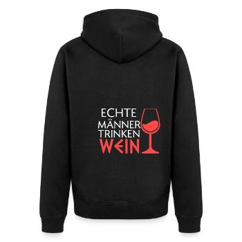 Wein Alkohol Weinkenner Geschenk - Unisex Premium Bio Zip Hoodie - Schwarz - Hinten - Nico (187cm)