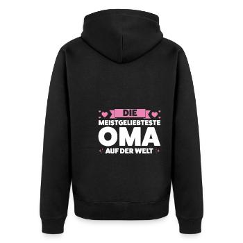Oma Großmutter Großmütter Geschenk - Unisex Premium Bio Zip Hoodie - Schwarz - Hinten - Nico (187cm)