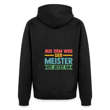 Meister Prüfung Meisterbrief Geschenk - Unisex Premium Bio Zip Hoodie - Schwarz - Hinten - Nico (187cm)