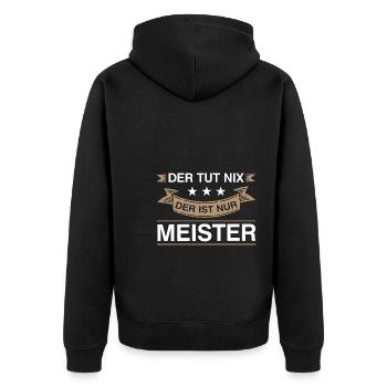 Meister Prüfung Meister Prüfung Geschenk - Unisex Premium Bio Zip Hoodie - Schwarz - Hinten - Nico (187cm)