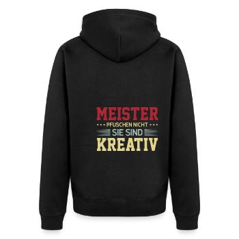 Meister Prüfung Meister Prüfung Geschenk - Unisex Premium Bio Zip Hoodie - Schwarz - Hinten - Nico (187cm)