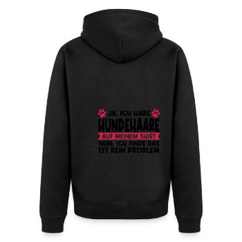 Hund Hunde Haustiere Geschenk - Unisex Premium Bio Zip Hoodie - Schwarz - Hinten - Nico (187cm)