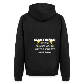 Elektriker Beruf Elektroarbeiter Geschenk - Unisex Premium Bio Zip Hoodie - Schwarz - Hinten - Nico (187cm)
