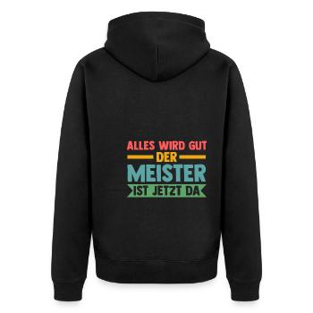 Meister Prüfung Meister Prüfung Geschenk - Unisex Premium Bio Zip Hoodie - Schwarz - Hinten - Nico (187cm)