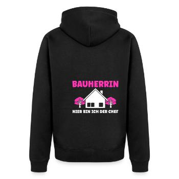 Bauherr Traumhaus Bauherrin Geschenk - Unisex Premium Bio Zip Hoodie - Schwarz - Hinten - Nico (187cm)