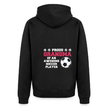 Fußball Oma Fußball Oma Sport Geschenk - Unisex Premium Bio Zip Hoodie - Schwarz - Hinten - Nico (187cm)