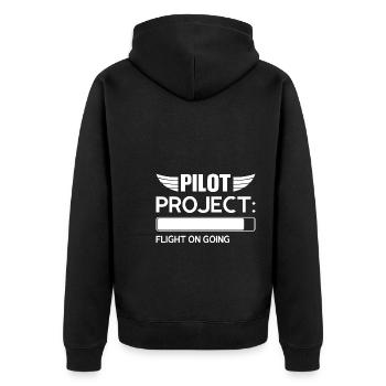 Pilot Pilot Flugzeug Geschenk - Unisex Premium Bio Zip Hoodie - Schwarz - Hinten - Nico (187cm)