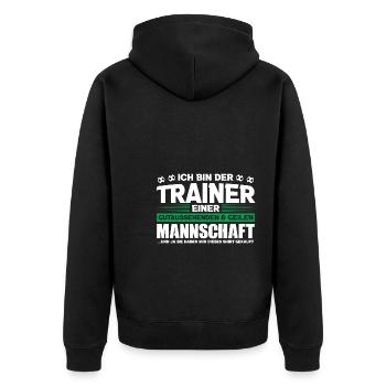 Fußball Trainer Sport Trainer Geschenk - Unisex Premium Bio Zip Hoodie - Schwarz - Hinten - Nico (187cm)