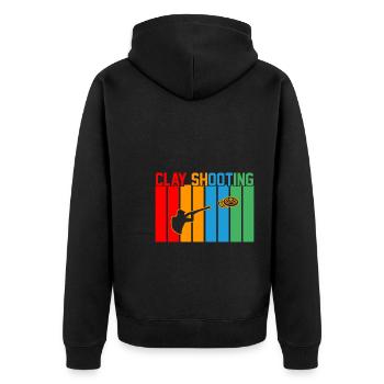 Tontaubenschießen Retro-Design Tontaubenschießen G - Unisex Premium Bio Zip Hoodie - Schwarz - Hinten - Nico (187cm)
