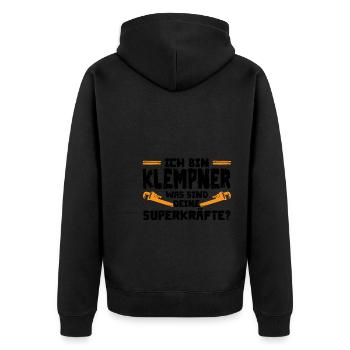 Klempner Beruf Installateur Geschenk - Unisex Premium Bio Zip Hoodie - Schwarz - Hinten - Nico (187cm)