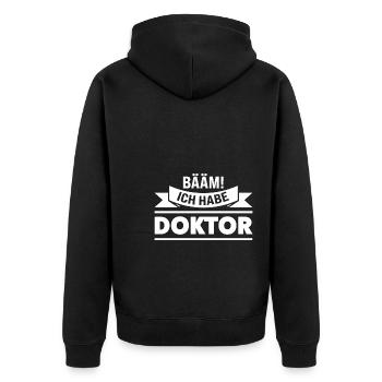 Doktor Prüfung Doktoren Geschenk - Unisex Premium Bio Zip Hoodie - Schwarz - Hinten - Nico (187cm)