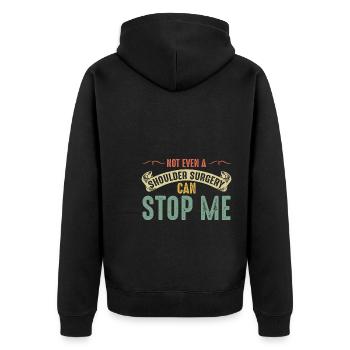 Schulterchirurgie Schulterchirurgie Erholung Gesch - Unisex Premium Bio Zip Hoodie - Schwarz - Hinten - Nico (187cm)