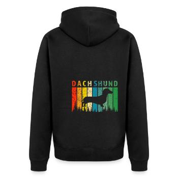 Dackel Retro-Design Dackel Geschenk - Unisex Premium Bio Zip Hoodie - Schwarz - Hinten - Nico (187cm)