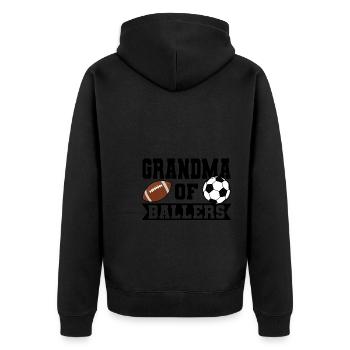 baller fussball baller Geschenk - Unisex Premium Bio Zip Hoodie - Schwarz - Hinten - Nico (187cm)