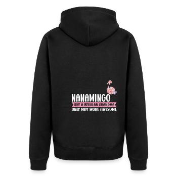 Oma Flamingo Faultier Mama Oma Geschenk - Unisex Premium Bio Zip Hoodie - Schwarz - Hinten - Nico (187cm)