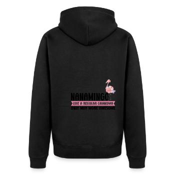 Oma Flamingo Faultier Mama Oma Geschenk - Unisex Premium Bio Zip Hoodie - Schwarz - Hinten - Nico (187cm)
