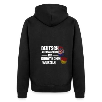 Deutsch Kroatisch Deutschland Geschenk - Unisex Premium Bio Zip Hoodie - Schwarz - Hinten - Nico (187cm)
