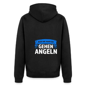 Angeln Fisch Fischer Angler Angeln Geschenk - Unisex Premium Bio Zip Hoodie - Schwarz - Hinten - Nico (187cm)