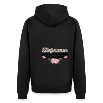Stiefmama Familie Stiefkind Geschenk - Unisex Premium Bio Zip Hoodie - Schwarz - Hinten - Nico (187cm)