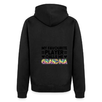 Volleyball-Oma Volleyball-Großmutter Geschenk - Unisex Premium Bio Zip Hoodie - Schwarz - Hinten - Nico (187cm)