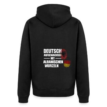 Deutsch Albanisch Albanisch Geschenk - Unisex Premium Bio Zip Hoodie - Schwarz - Hinten - Nico (187cm)