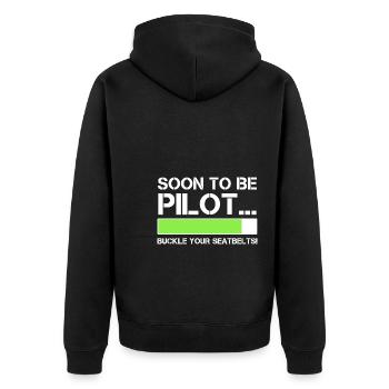 Pilot Pilot Flugzeug Geschenk - Unisex Premium Bio Zip Hoodie - Schwarz - Hinten - Nico (187cm)