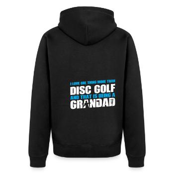 Discgolfer Discgolf Discgolfing Geschenk - Unisex Premium Bio Zip Hoodie - Schwarz - Hinten - Nico (187cm)