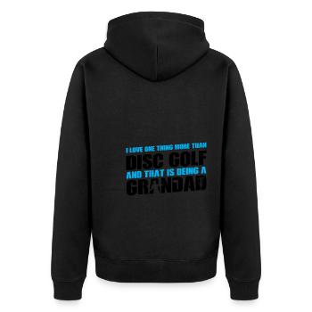 Discgolfer Discgolf Discgolfing Geschenk - Unisex Premium Bio Zip Hoodie - Schwarz - Hinten - Nico (187cm)