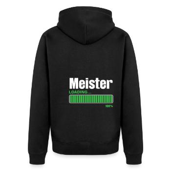 Meister Prüfung Meisterbrief Geschenk - Unisex Premium Bio Zip Hoodie - Schwarz - Hinten - Nico (187cm)