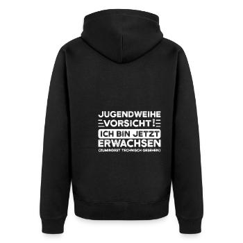 Jugendweihe Jugend Jugendfeier Geschenk - Unisex Premium Bio Zip Hoodie - Schwarz - Hinten - Nico (187cm)