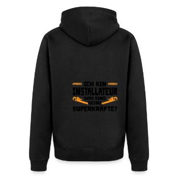 Installateur Beruf Installateurmeister Geschenk - Unisex Premium Bio Zip Hoodie - Schwarz - Hinten - Nico (187cm)