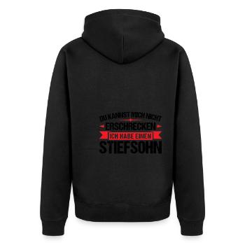 Stiefpapa Stiefsohn Stiefvater Geschenk - Unisex Premium Bio Zip Hoodie - Schwarz - Hinten - Nico (187cm)