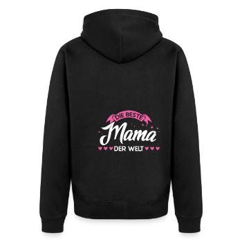 Mutter Familie Mütter Geschenk - Unisex Premium Bio Zip Hoodie - Schwarz - Hinten - Nico (187cm)
