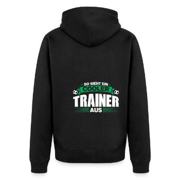 Fußball Trainer Sport Fußballtrainer Geschenk - Unisex Premium Bio Zip Hoodie - Schwarz - Hinten - Nico (187cm)