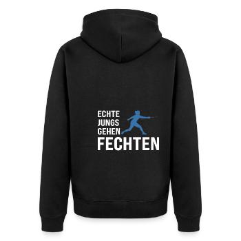 Fechten Fechtsport Fechter Geschenk - Unisex Premium Bio Zip Hoodie - Schwarz - Hinten - Nico (187cm)