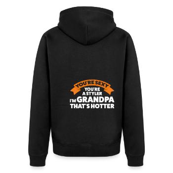 Großvater Großvater Großvater Geschenk - Unisex Premium Bio Zip Hoodie - Schwarz - Hinten - Nico (187cm)