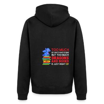 Drache Drache und Buch Drachenliebhaber Geschenk - Unisex Premium Bio Zip Hoodie - Schwarz - Hinten - Nico (187cm)