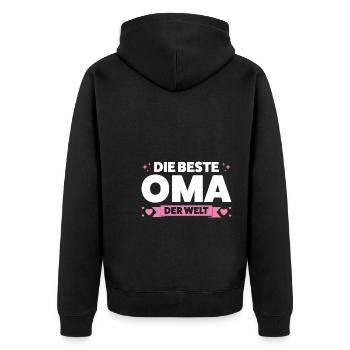 Oma Großmutter Omi Geschenk - Unisex Premium Bio Zip Hoodie - Schwarz - Hinten - Nico (187cm)