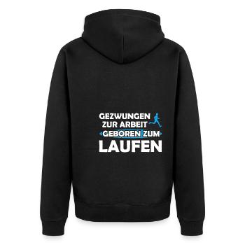 Läufer Sport Marathonläufer Geschenk - Unisex Premium Bio Zip Hoodie - Schwarz - Hinten - Nico (187cm)