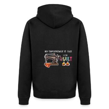 Quilten Quilten Quilting Maschine Geschenk - Unisex Premium Bio Zip Hoodie - Schwarz - Hinten - Nico (187cm)