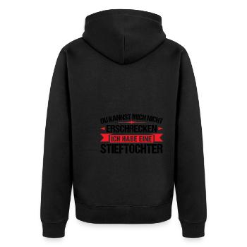 Stiefpapa Stieftochter Stiefvater Geschenk - Unisex Premium Bio Zip Hoodie - Schwarz - Hinten - Nico (187cm)