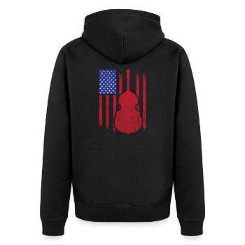 Retro Distressed Double Bass American Flag Geschenk - Unisex Premium Bio Zip Hoodie - Schwarz - Hinten - Nico (187cm)