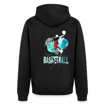 Basketteur Basketteur Dunking Splash Coloré - Veste à capuche bio Premium Unisexe - noir - Dos - Nico (187cm)