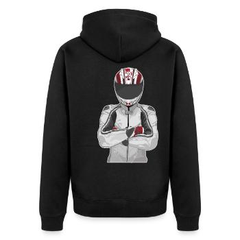 Motorcycle Lifestyle / Motorrad / Motorräder biker - Unisex Premium Bio Zip Hoodie - Schwarz - Hinten - Nico (187cm)