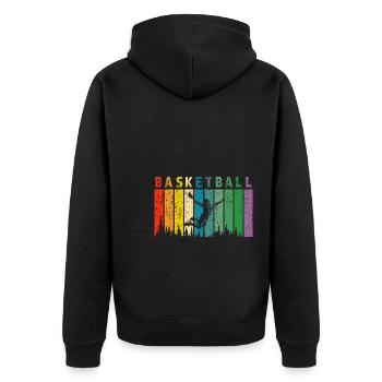 Basketball Retro-Design Basketball Geschenk - Unisex Premium Bio Zip Hoodie - Schwarz - Hinten - Nico (187cm)