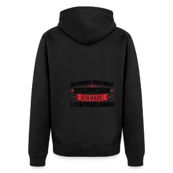 Stiefopa 2 Stiefenkelinnen Stiefgroßvater Geschenk - Unisex Premium Bio Zip Hoodie - Schwarz - Hinten - Nico (187cm)