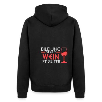 Wein Alkohol Weintrinker Geschenk - Unisex Premium Bio Zip Hoodie - Schwarz - Hinten - Nico (187cm)