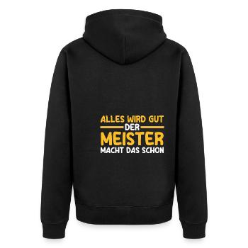 Meister Prüfung Meisterbrief Geschenk - Unisex Premium Bio Zip Hoodie - Schwarz - Hinten - Nico (187cm)