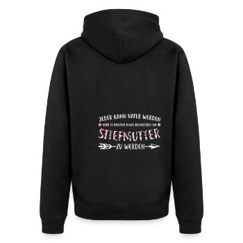 Stiefmutter Familie Stiefmama Geschenk - Unisex Premium Bio Zip Hoodie - Schwarz - Hinten - Nico (187cm)